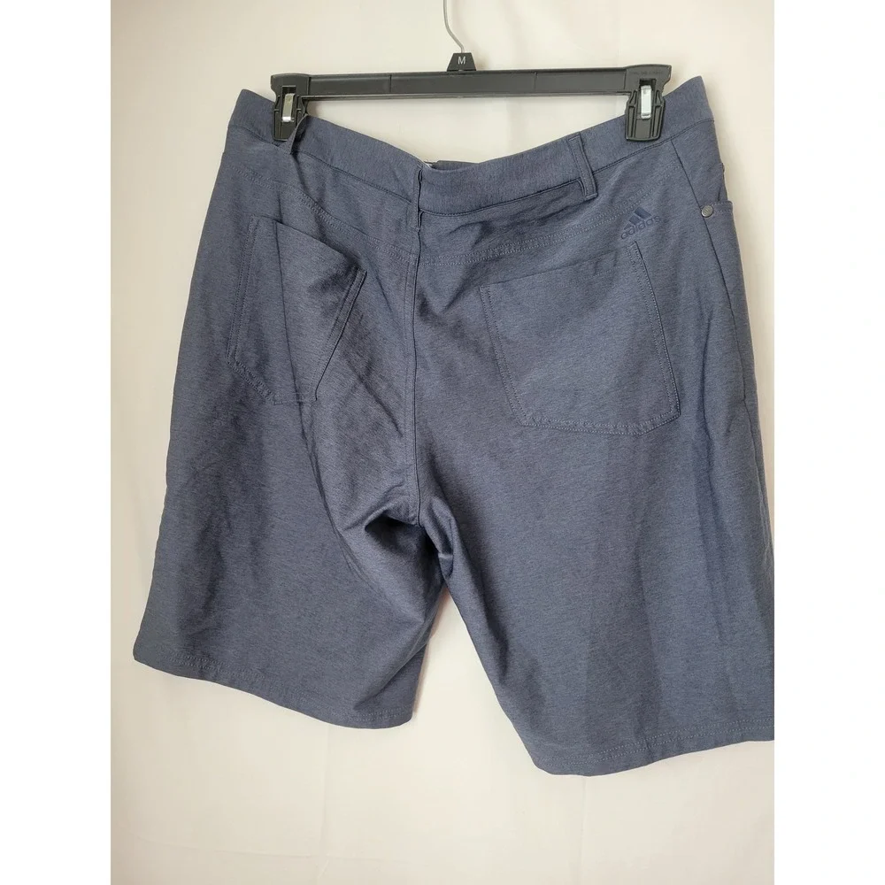 Adidas Men's Blue Heather Performance Golf Shorts Size 36 Flat Front Casual